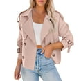 thumbnail image 3 of Gamivast Womens Cropped Trench Coat Oversized Raglan Sleeve Double Breasted Work Office Jacket with Pockets Short Notch Lapel Jacket Fashion Outerwear, 3 of 9