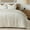 Cream White, variant on EVERGRACE Luxury Velvet Quilt Set King Size 3 Piece, Soft Cross-Stitch Velvet Comforter Set with Pillow Shams, Lightweight Coverlet Bedspread Bedding Set for All Seasons, Loden Green