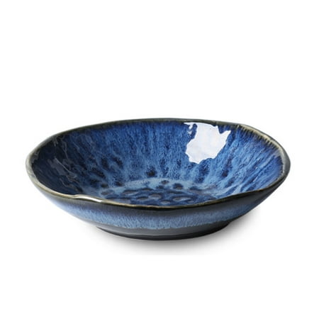 

Qeeadeea Blue Ceramic Salad Bowls Colorful Large Pasta Bowls Stackable Serving Bowl Set Deep Porcelain Soup Bowls-600ml 21oz-blue
