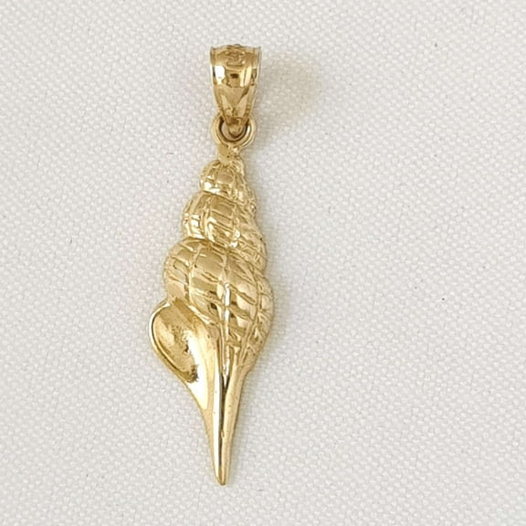 14K Yellow Gold Tulip Conch Shell Pendant