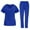 A008-Royal Blue, variant on Medical Uniform Womens Scrub Sets Short Sleeve V-Neck Stretch Scrubs Top and Pants Workwear Wine L