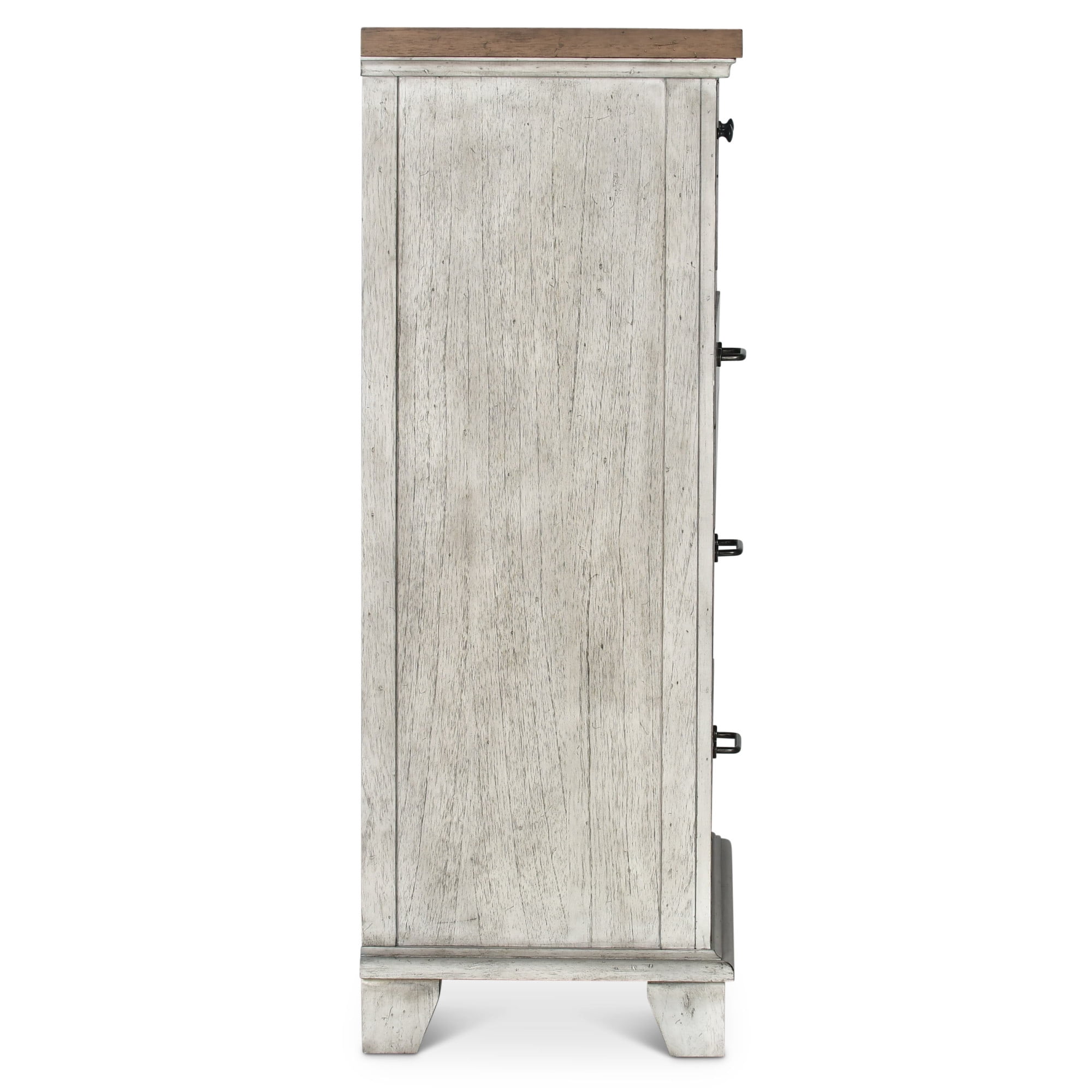 Steve Silver Bear Creek Vertical Dresser with 5 Drawers and Metal, Whitewashed Gray