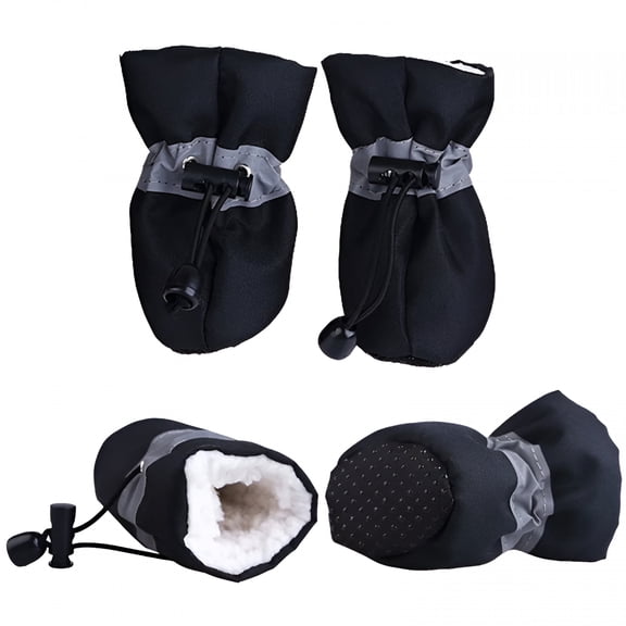 AOMRCOL 4 Pcs XL Dog Boots, Dog Rain Boots in Black for Winter Snow and Rain