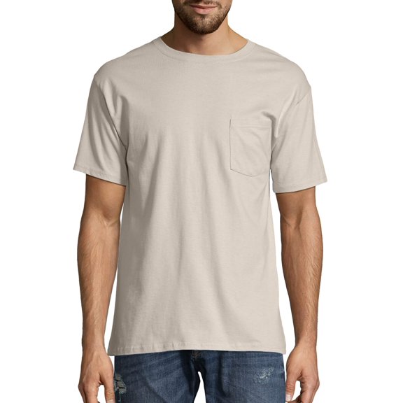 Hanes Men's & Big Men's Authentic Short Sleeve Pocket Tee, Sizes S-3XL