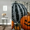 thumbnail image 2 of Patifu Pumpkins Spider Webs Spooky Bathroom Décor Set with Hooks, Graphic Print Polyester Stylish Shower Curtain for Bathroom Decoration, Halloween Bathroom Shower Curtain Set with Hooks 60"x72, 2 of 7