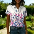 thumbnail image 5 of Women Hawaiian V Neck Shirt Soft Cool Summer Hawaii Tshirts Beach Tropic Print Button up Tops Floral Short Sleeve Tops, 5 of 5