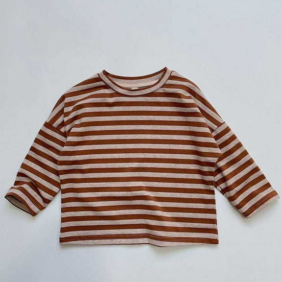 TOOYOU Girls T-Shirt Striped Long Sleeved Round Neck Casual Tee Children'S Clothing Top Versatile Basic Top Size 18-24 Months