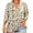 Khaki, variant on Cmfcve Womens Tops Summer V Neck 3/4 Sleeve Floral Print Blouse Casual Loose Fit t Shirts with Buttons Front