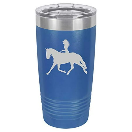 

Tumbler Stainless Steel Vacuum Insulated Travel Mug Cowgirl Riding Horse (Blue 20 oz)