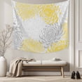 thumbnail image 5 of Yellow White Tapestry for Bedroom Wall Hanging Tapestry, Abstract Grey Chrysanthemum Flower Floral Ceiling Backdrop Tapestries Poster Blanket Wall Decor for Teens Room Living Room Dorm 59" x 90", 5 of 8