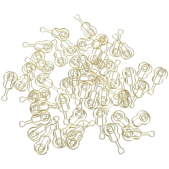 WRITWAA Small Paper Clips Golden Metal 50Pcs 1.6*0.7*0.04in