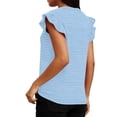 thumbnail image 5 of Tdoqot Womens Ruffle Sleeve Striped T Shirts- V-Neck Short Sleeve Casual Cute Summer Tops Light Blue Size M, 5 of 6