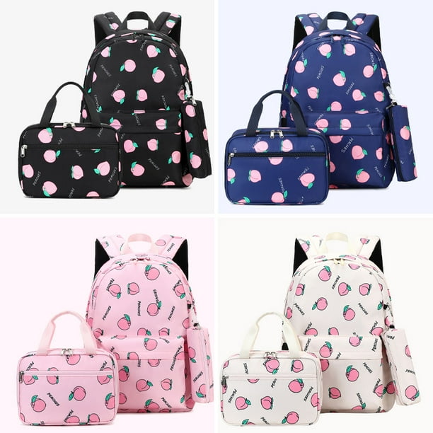 Backpack Lunchbox Combo for Girls School Elementary Bookbag, 3Pcs