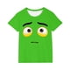 thumbnail image 2 of Blusas y camisas de manga corta con cuello redondo para niños y niñas, color liso, con estampado de expresión linda, manga corta, holgadas y cómodas, blusa para niña, 2 of 6