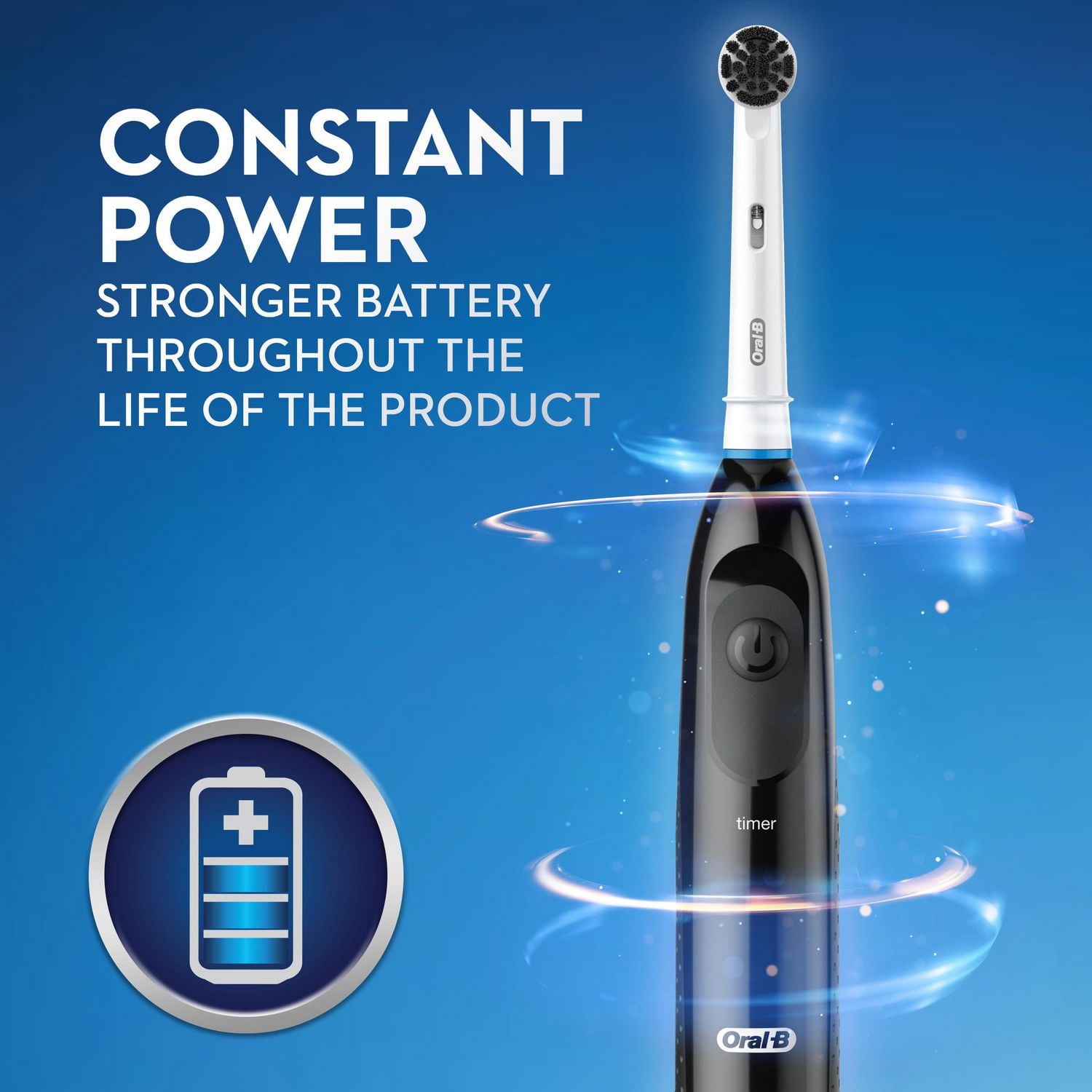 Oral-B Pro 100 Charcoal, Battery Powered Toothbrush, Black