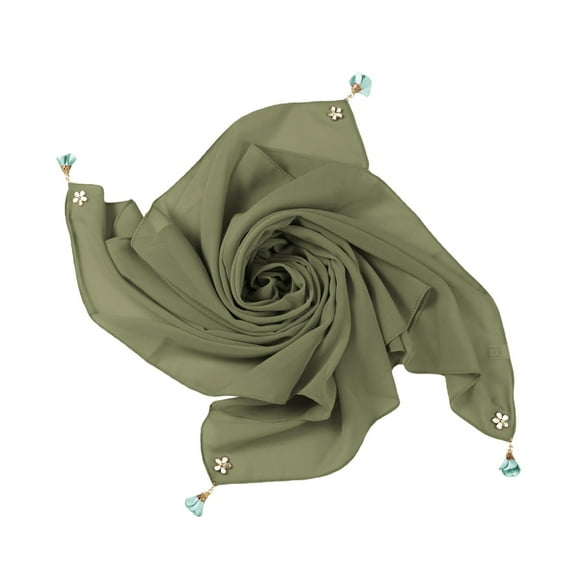 TRUBKH Silk Hair Scarf Pashmina Wraps for Women Fashion Accessories Satin Scarf Silk Scarf for Women Hair Head Scarf Bag Scarf Army Green One Size
