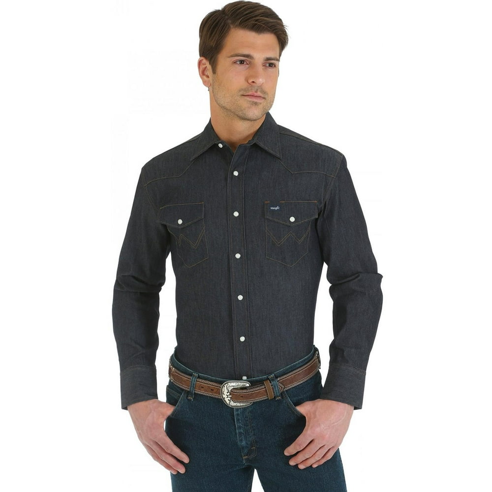 Wrangler - wrangler men's denim advanced comfort work shirt - macw01d ...
