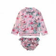 thumbnail image 2 of Floral Print Kids Bikini Long Sleeve Baby Girls Swimsuit For Children Toddler's Rash Sun Guard Swimwear Bling Child Bathing Suit, 2 of 6