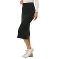 thumbnail image 4 of INSPIRE CHIC Women's Straight Skirt High Waist Midi Sweater Pencil Skirt L Black, 4 of 6