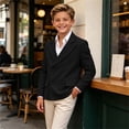 thumbnail image 6 of Ceisia Boys Stand Collar Solid Suit Blazer Slim Formal Dress Jacket For 1-14Y Kids Wedding Page Boy Graduation Performance Outerwear Black 13 Years/14 Years Gift, 6 of 9