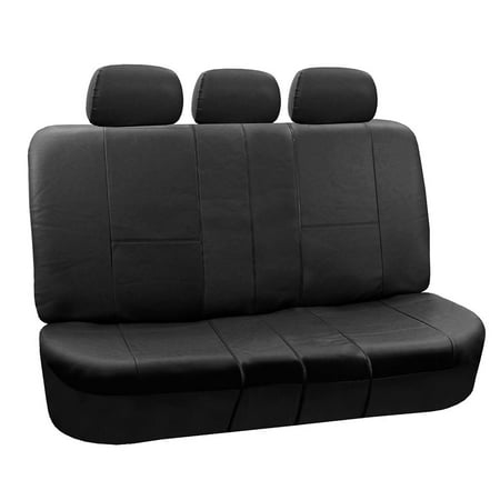 Leather Seat Black Leather - FH Group Black Faux Leather Bench Seat Cover, Accommodate left and right 40/60 split, 40/20/40 split and 50/50 split