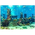 thumbnail image 1 of PVC Fish Tank Wall Decorations Sticker, Coral Aquarium Background Underwater Poster, Dual Side Sea-World Pattern (61 x 30cm), 1 of 5