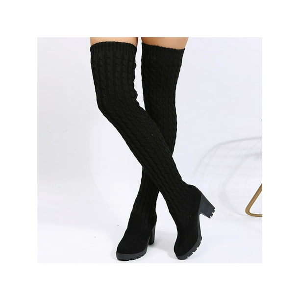 Elastic thigh clearance high boots