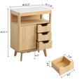 thumbnail image 6 of Haverchair 31" Fluted Bathroom Cabinet Floor 3 Drawer Storage Organizer with Sliding doors&Adjustable Shelf, Curved Profile Wood Storage Cabinet Freestanding for Living Room and Kitchen, Natural Oak, 6 of 8