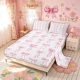 thumbnail image 2 of Meiyoeat Watercolor Bow King Sheets for Girls, Princess Bowknot Style Bedding, Pink White, 4-Piece, 2 of 5
