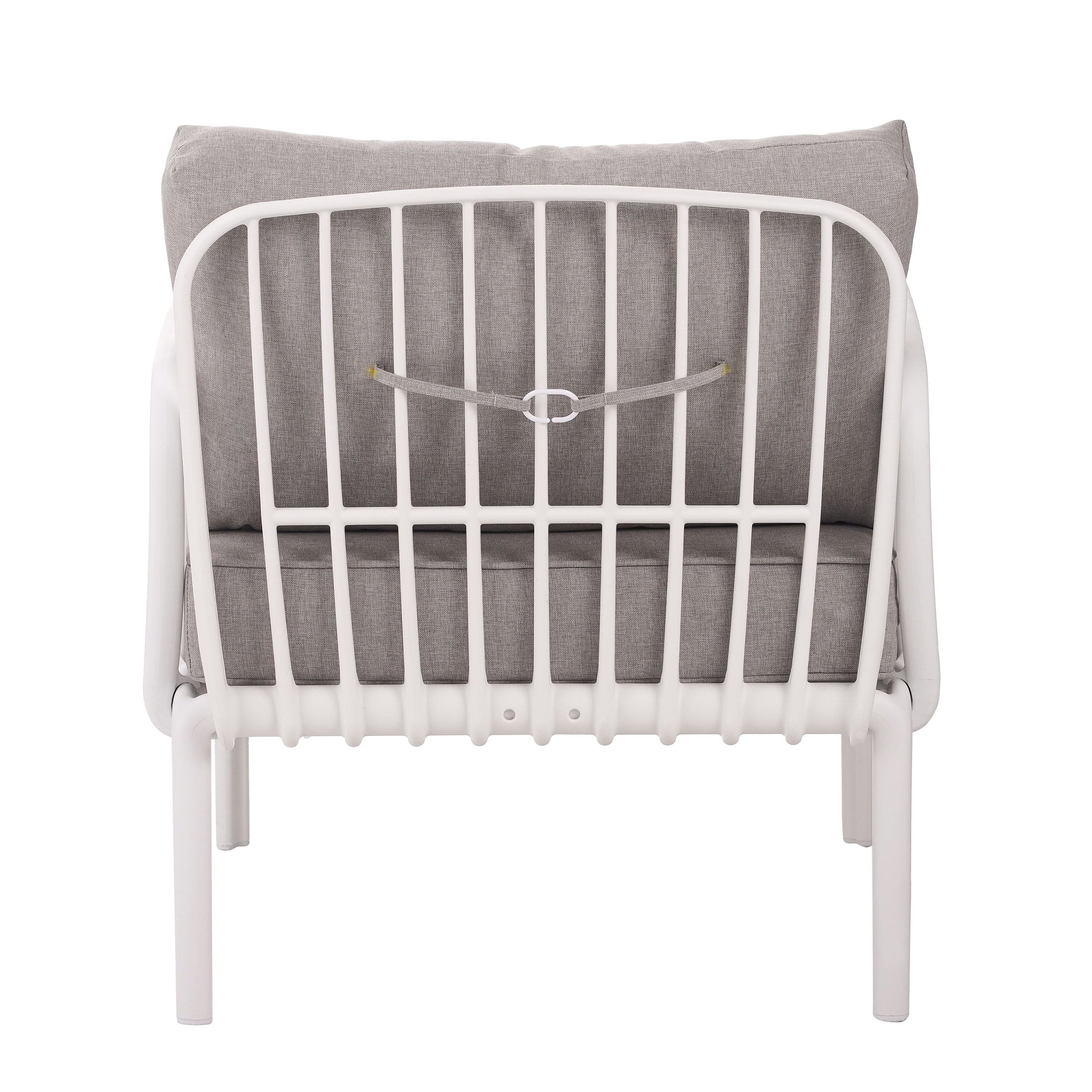 Outdoor Patio Club Chair, Patio Furniture Waterproof Thick Cushion Deep Seating for Porch Balcony, White and Light Gray