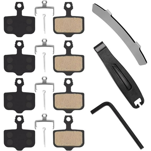 4 Pairs Bike Disc Brake Pads, Compatible for Sram Brake Pads Avid Elixir E1 E3 E5 E7 E9 ER CR XO XX DB1 DB3 DB5, MTB Brake Pads with Tools