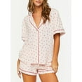 thumbnail image 6 of Musuos Women Summer Pajamas Set Heart Print Short Sleeve Shirts and Shorts 2 Pieces Loungewear Suits Loose Sleepwear Outfits, 6 of 8