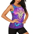 thumbnail image 2 of Xecao Elephant in Tribal Style print women's scoop neck, loose-fit workout tank tops for the gym., 2 of 9