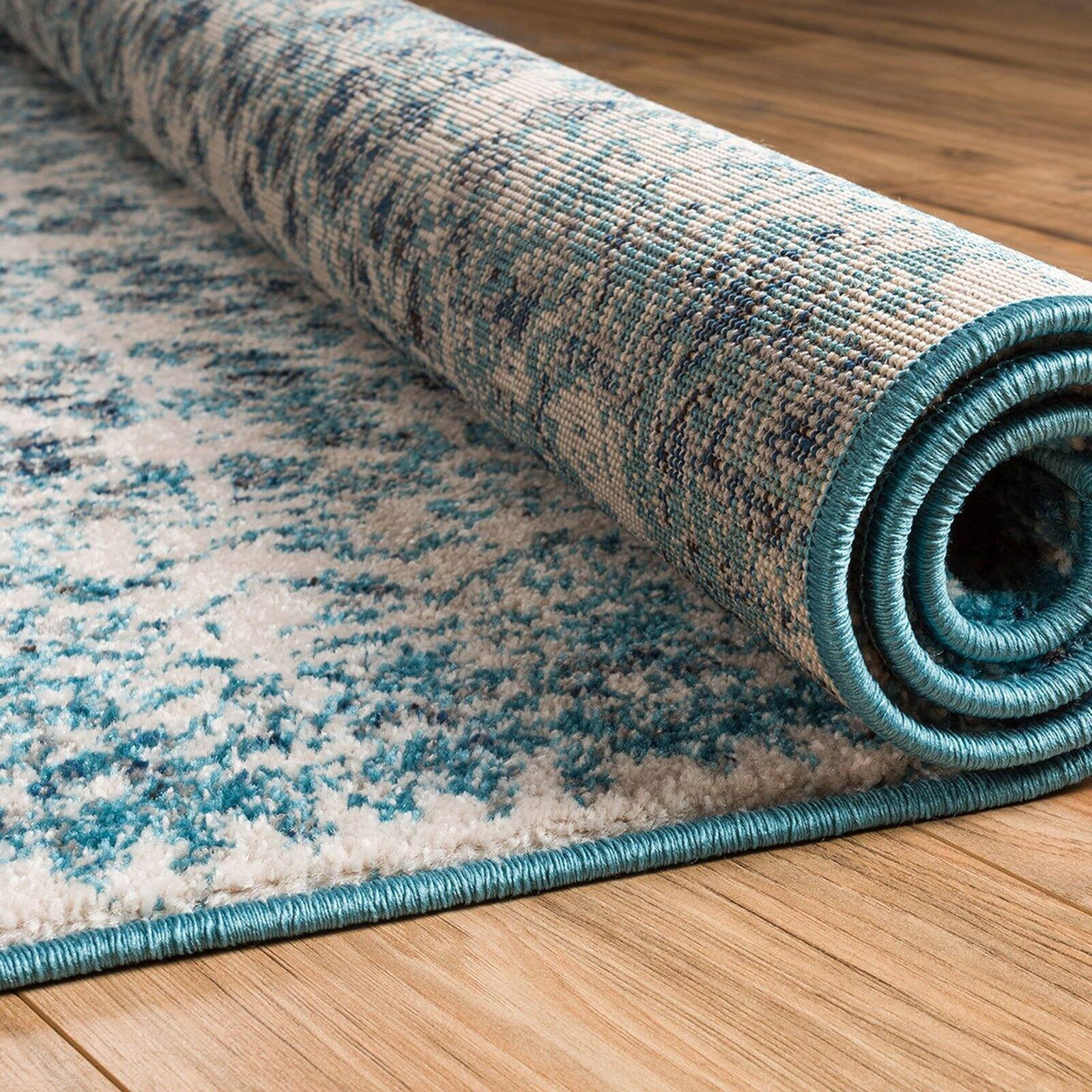 Well Woven 22665 Sydney Vintage Manchester Royal Blue Modern Distressed Abstract Area Rug - 5 ft. 3 in. x 7 ft. 3 in.