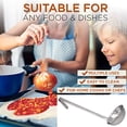 thumbnail image 2 of Fit Meal Prep Stainless Steel Soup Ladle - One-Piece Sauce Spatula with Hook Handles, Commercial Grade Serving Spoon, Kitchen Tool for Restaurant or Home Cooking, 14.75” Long - [Pack of 2] 12 Oz, 2 of 6