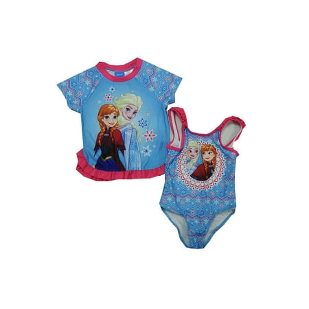 

Bentex Group Inc. 2-Piece Baby Girls 3T Frozen Swimsuit w/Rash Guard Blue