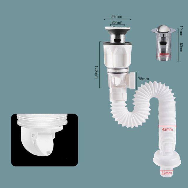 Stainless steel washbasin deodorant drain pipe set straight wall drain