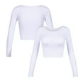 thumbnail image 2 of WTXUE T-Shirts Long Sleeve, Crew Neck Shirts for Women Sexy Neck Short Slim Basi C Round Top Blouse Solid | Casual for Women White S, 2 of 7