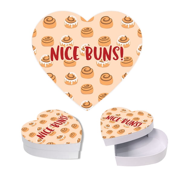 Koyal Wholesale Valentine's Day Heart Shaped Gift Box with Lid, Funny Nice Buns, Reusable Heart Box, 8"x6", 1-Pack