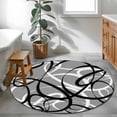 thumbnail image 3 of Round Rug 4ft Area Rug,Abstraction Distortion Lines Art Area Rugs for Living Room Bedroom,Black White Gray Floor Mat Non-Slip Non-Shedding Carpet Indoor Accent Rugs, 3 of 9