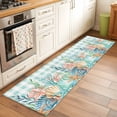 thumbnail image 2 of Runner Rug 2'x6', Summer Coastal Washable Non-Slip Hallway Runner Rugs, Watercolor Corals Shells Starfish Green Plaid Bedside Rugs Floor Mats Carpet Runners for Kitchen Bathroom Laundry Room, 2 of 8
