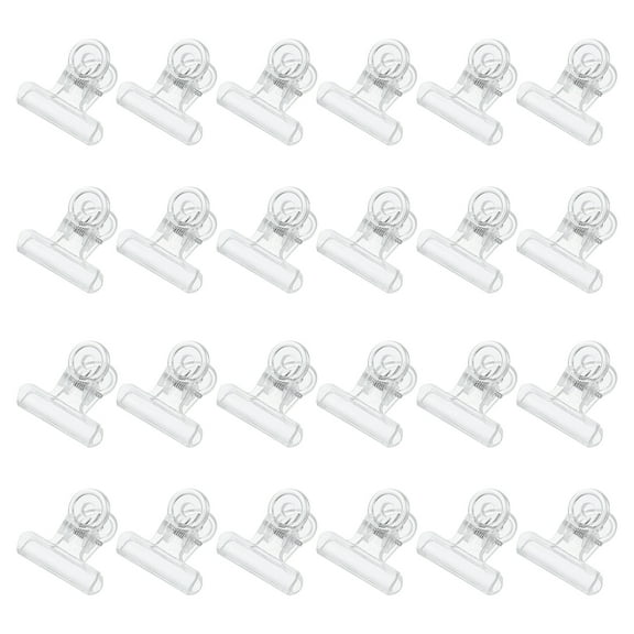 Uxcell 24 Pcs Plastic Bull Dog Clip Hinge Paper Clip, Clear, 1.22" x 1.14"