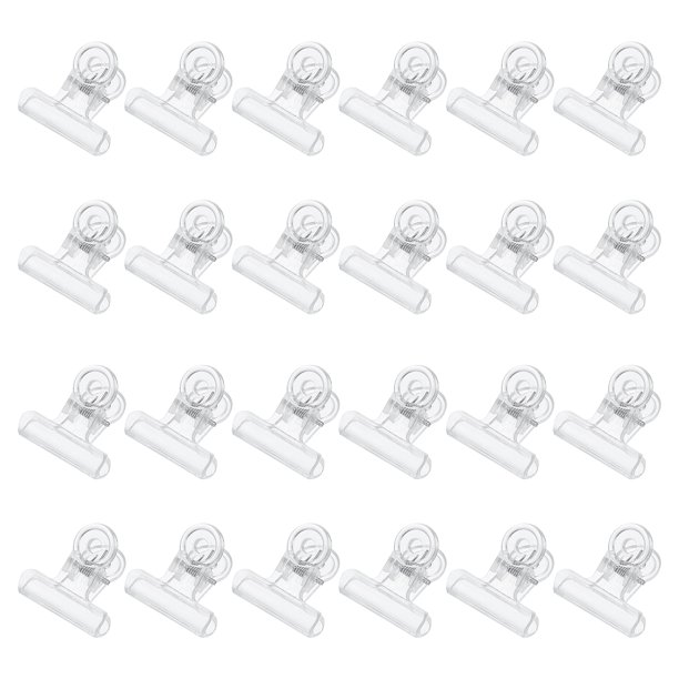 Uxcell 24 Pcs Clip de Bulldog de Plástico Hinge, Claro, 1.22" x 1.14"