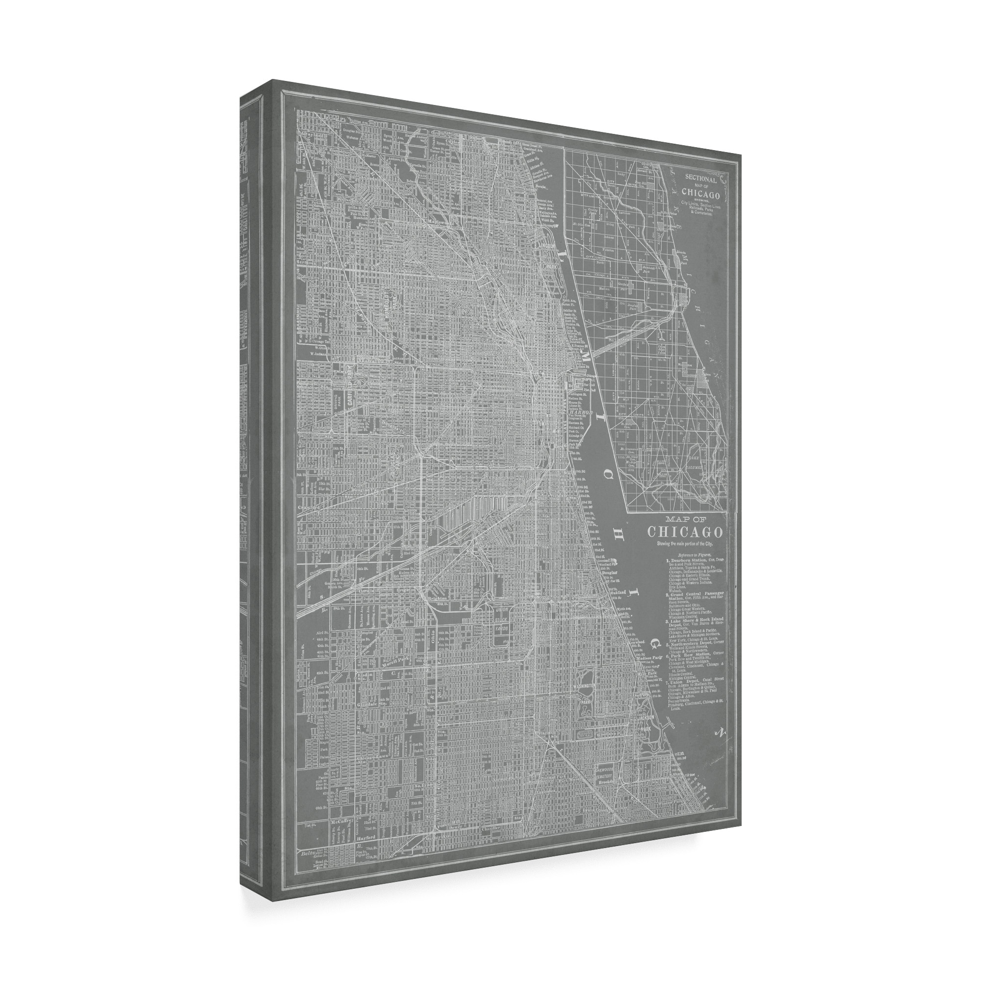 Trademark Fine Art 'City Map of Chicago' Canvas Art by Vision Studio