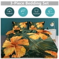 thumbnail image 5 of 3 Pcs Soft Bedding Set, Includes 1 Duvet Cover with Zipper And 2 Pillow,Shams Hawaiian Hibiscus Garden Orange Flowers King(102"×90"), 5 of 8