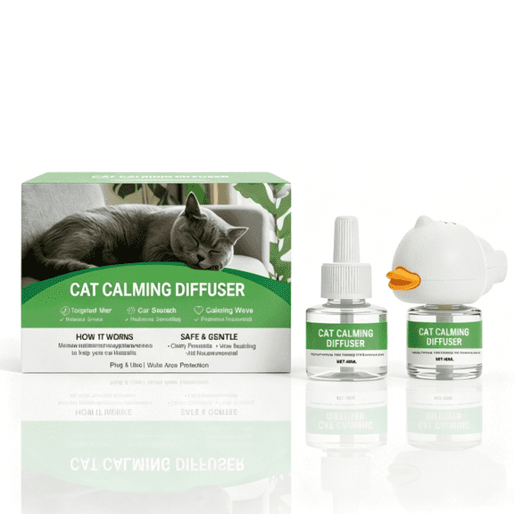 Hackerdom Cat Pheromone Diffuser to Calm Cats, Cat Diffuser Calming Starter Kit with 2 x 48mL Refills, 60-Day Supply