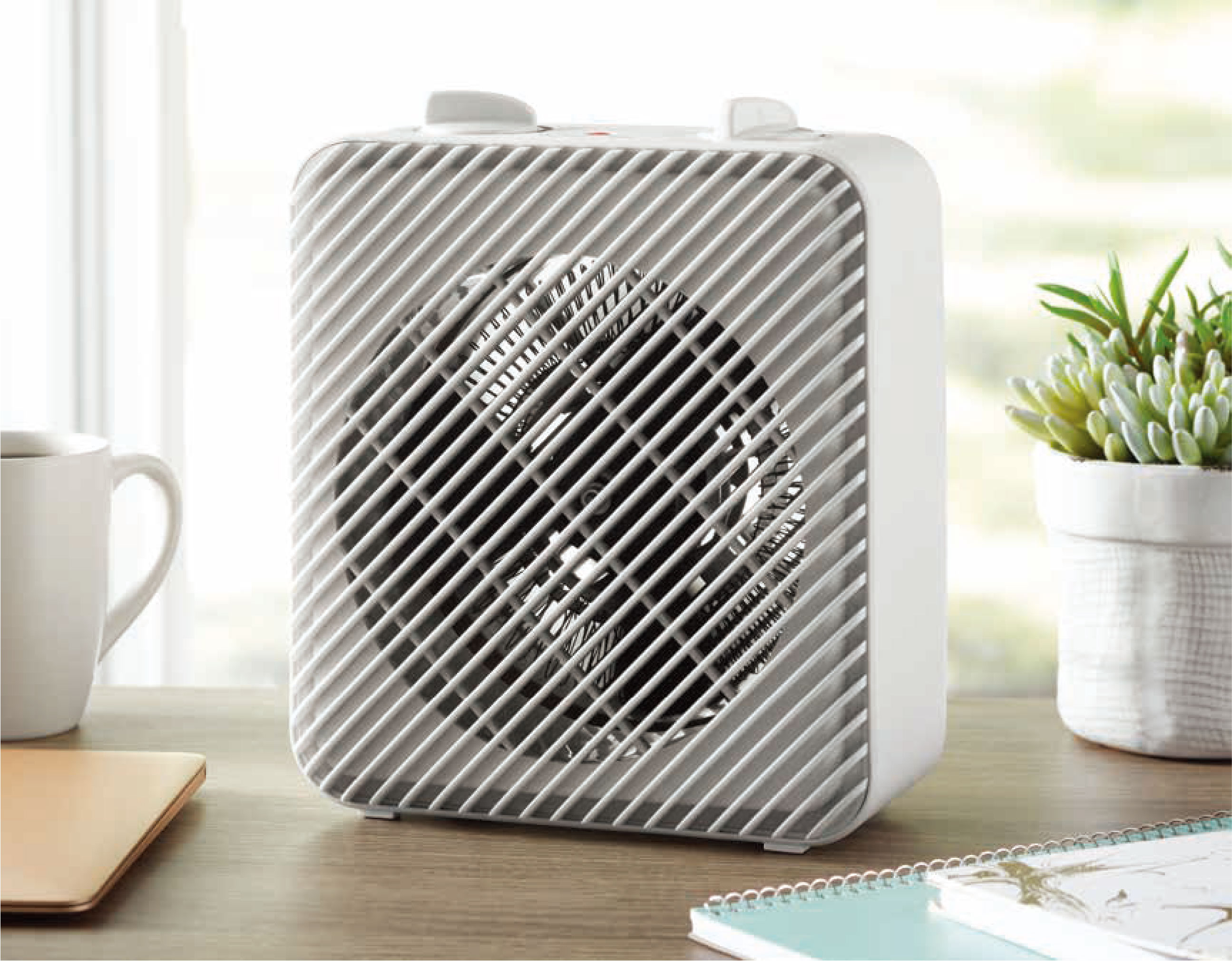 Mainstays 1500W 3-Speed Electric Fan-Forced Space Heater with Adjustable Thermostat, White - image 2 of 9