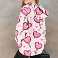 thumbnail image 4 of Girls Pullover Hoodie, Soft Stretch 95% Polyester 5% Spandex Pink Heart Lollipop Print Casual Hoodie with Kangaroo Pocket for Girls 6-14 Years (Sizes 90-160),Size 3-4T, 4 of 6