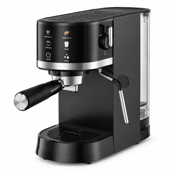 Espresso Machine 20 Bar,Black Electric Espresso Maker with Touch Control,Single And Double Shot, Steam Wand for Milk Frothing, Removable Water Tank.