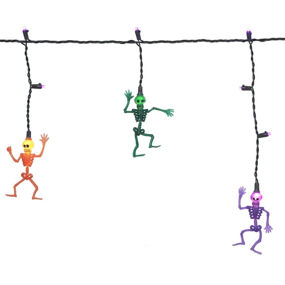 Skeleton Icicle Lights, 10CT, Purple and Warm White LED, 6ft, Halloween Indoor/Outdoor, by Way To Celebrate